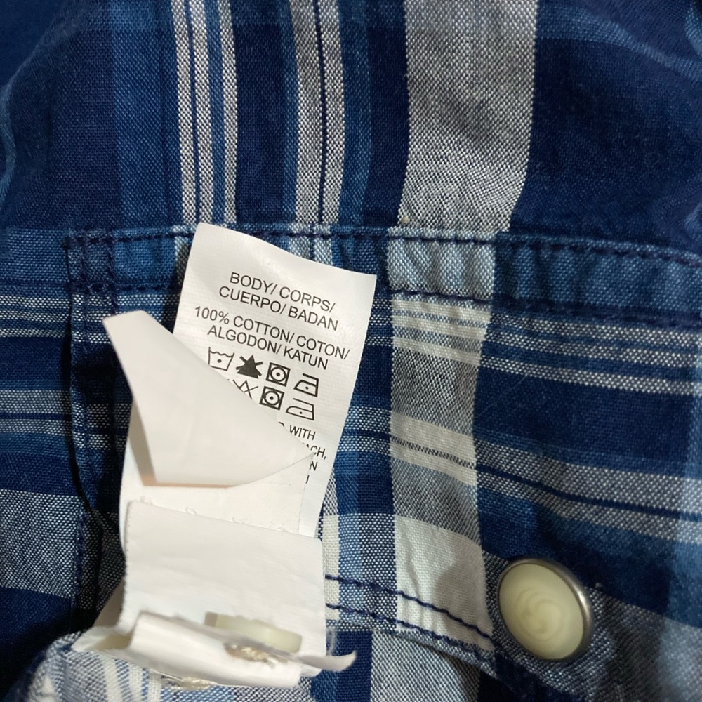 XXL Lucky Brand Blue Gingham Snap-Button Shirt - Picture 4 of 4